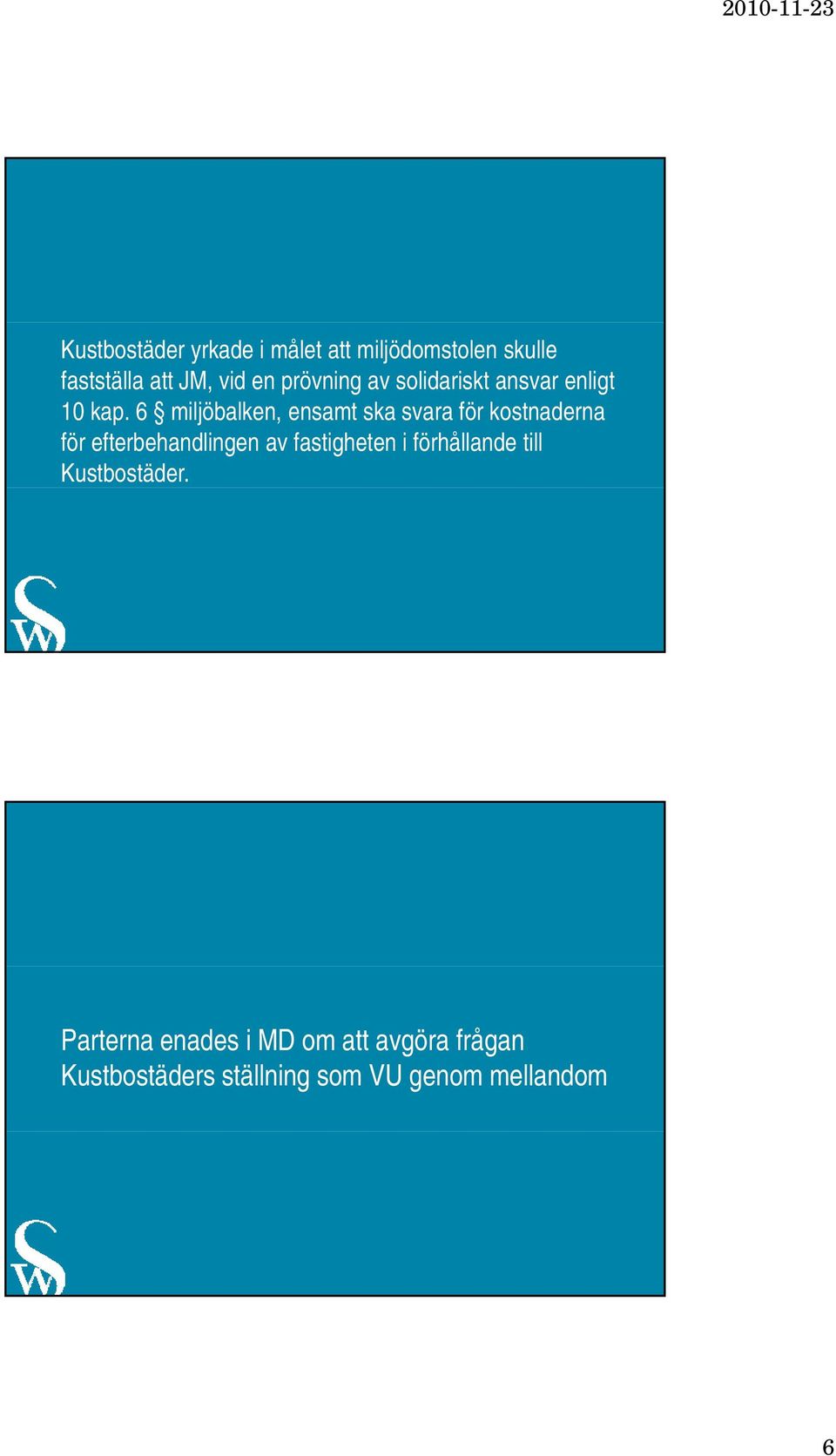 6 miljöbalken, ensamt ska svara för kostnaderna för efterbehandlingen av