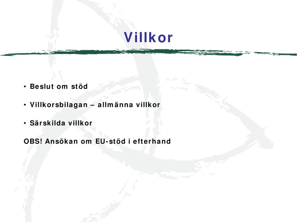 villkor Särskilda villkor