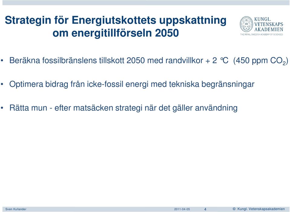 ) Optimera bidrag från icke-fossil energi med tekniska begränsningar Rätta