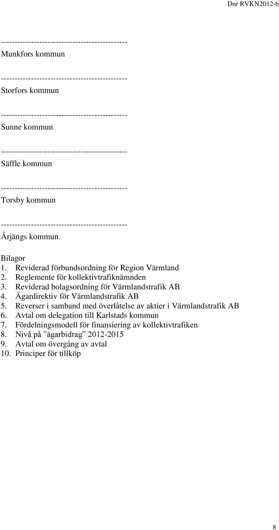 Reviderad bolagsordning för Värmlandstrafik AB 4. Ägardirektiv för Värmlandstrafik AB 5.