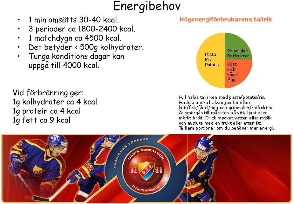 Tunga konditions dagar kan uppgå till 4000 kcal.