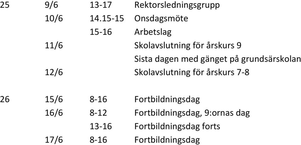 dagen med gänget på grundsärskolan 12/6 Skolavslutning för årskurs 7-8 26