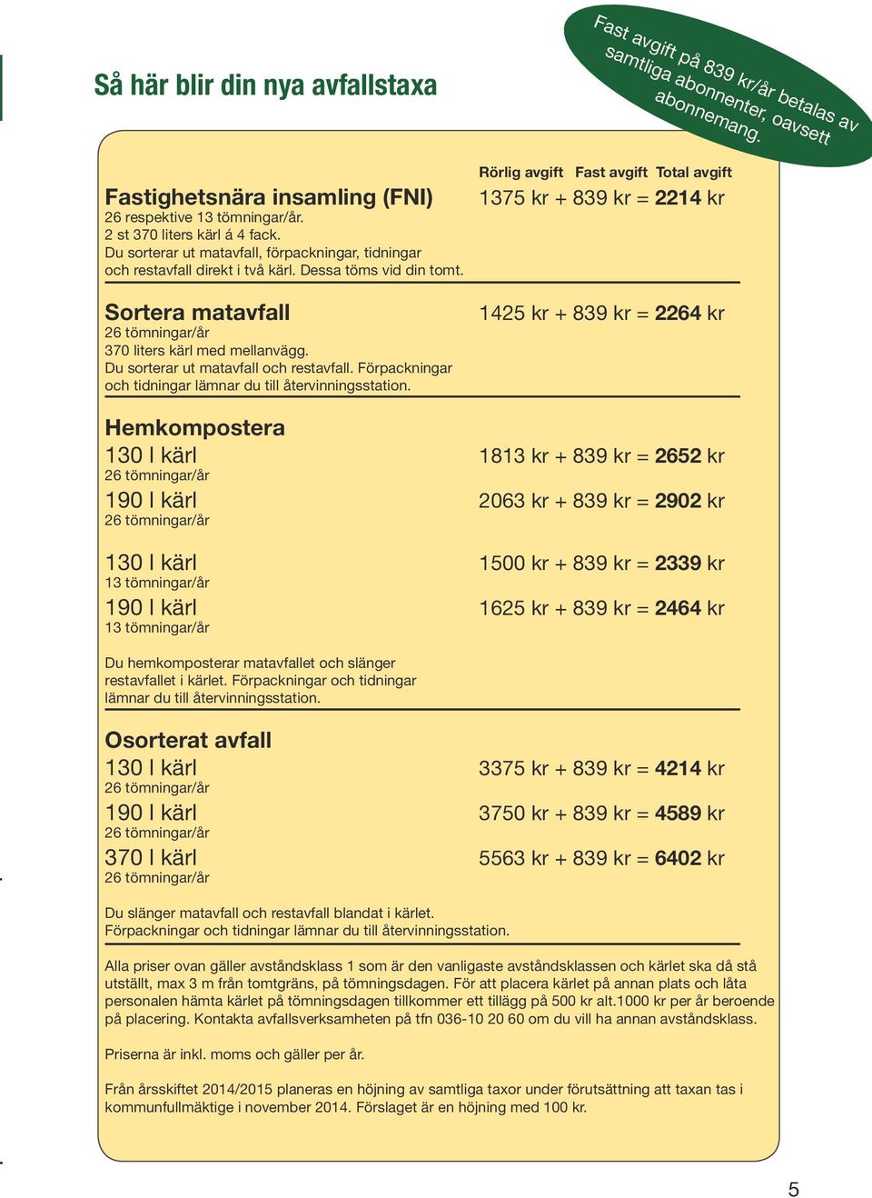 Du sorterar ut matavfall och restavfall. Förpackningar och tidningar lämnar du till återvinningsstation.