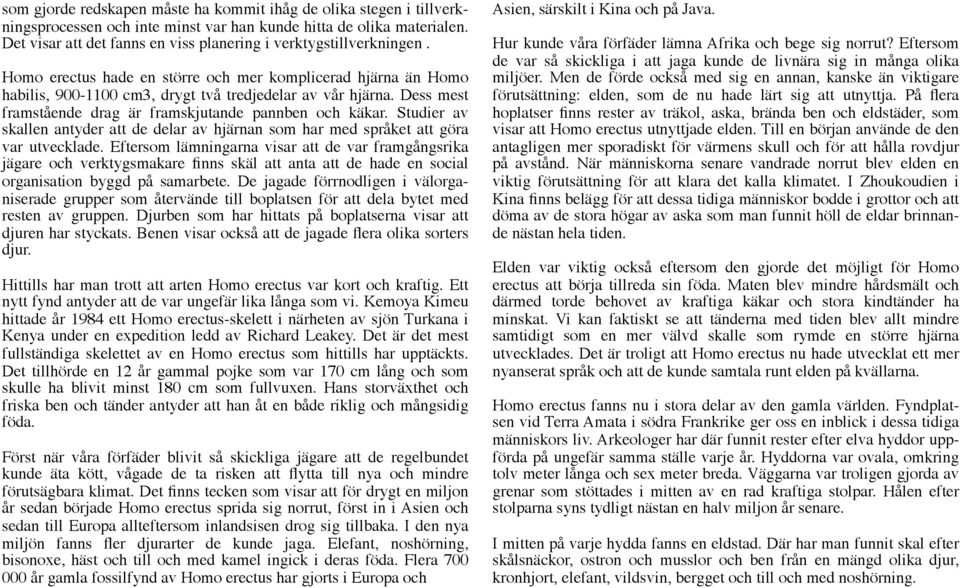 Dess mest framstående drag är framskjutande pannben och käkar. Studier av skallen antyder att de delar av hjärnan som har med språket att göra var utvecklade.