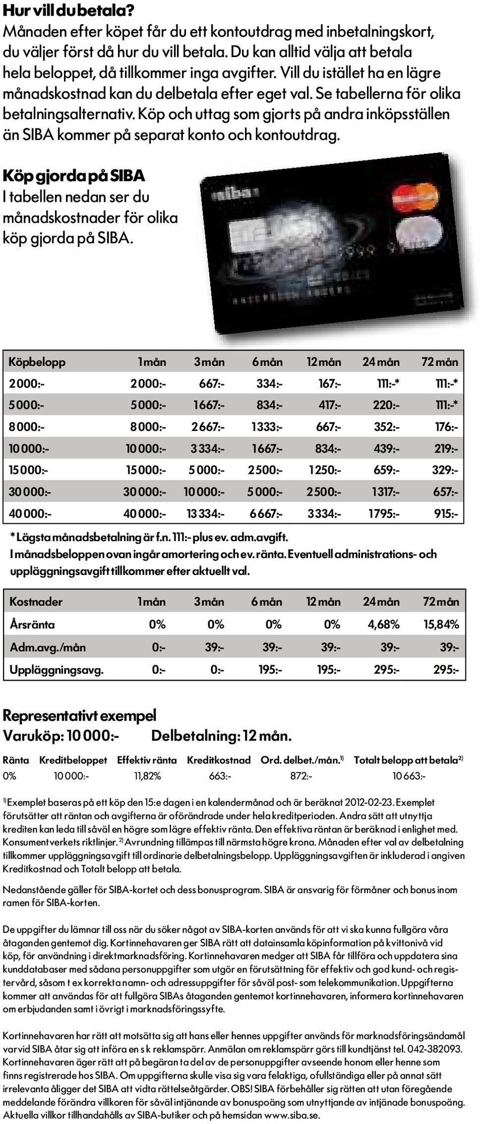 Köp och uttag som gjorts på andra inköpsställen än SIBA kommer på separat konto och kontoutdrag. Köp gjorda på SIBA I tabellen nedan ser du månadskostnader för olika köp gjorda på SIBA.