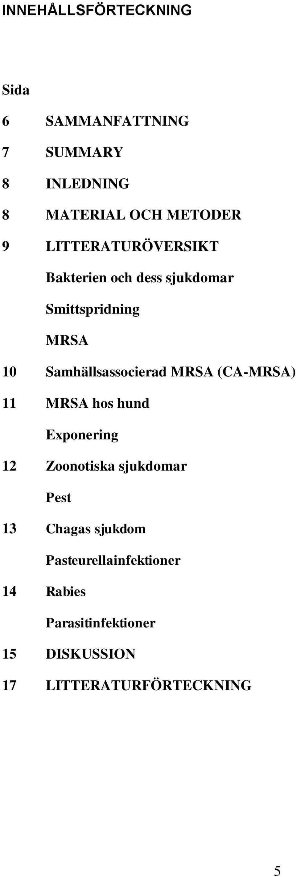 MRSA (CA-MRSA) 11 MRSA hos hund Exponering 12 Zoonotiska sjukdomar Pest 13 Chagas sjukdom
