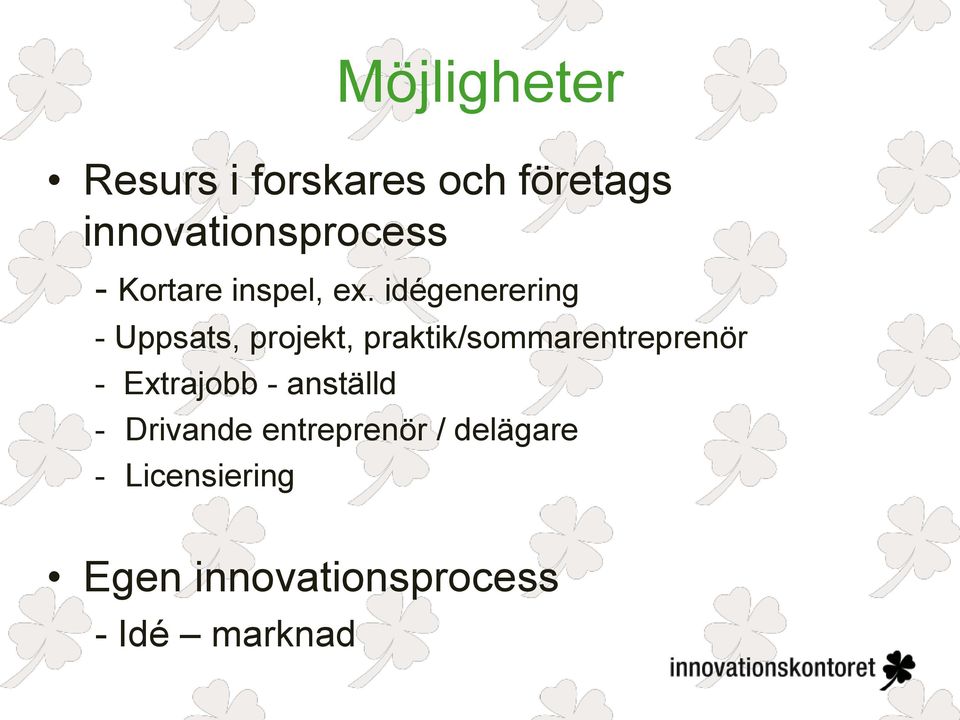 idégenerering - Uppsats, projekt, praktik/sommarentreprenör -