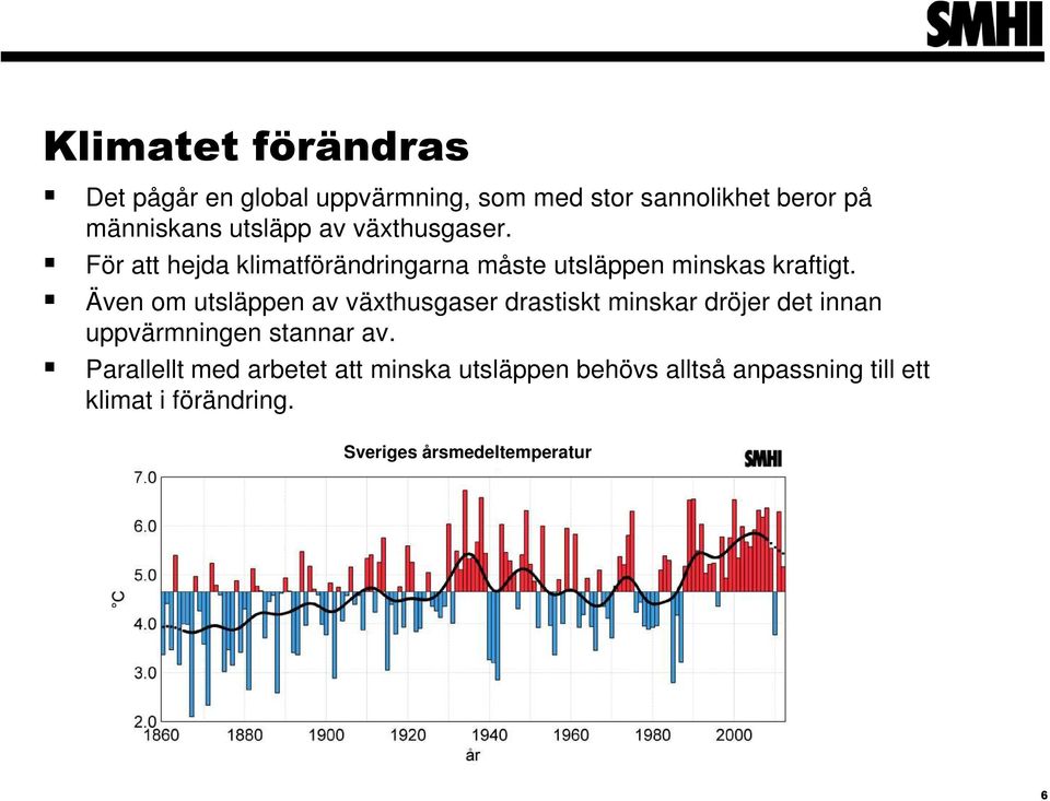 Även om utsläppen av växthusgaser drastiskt minskar dröjer det innan uppvärmningen stannar av.