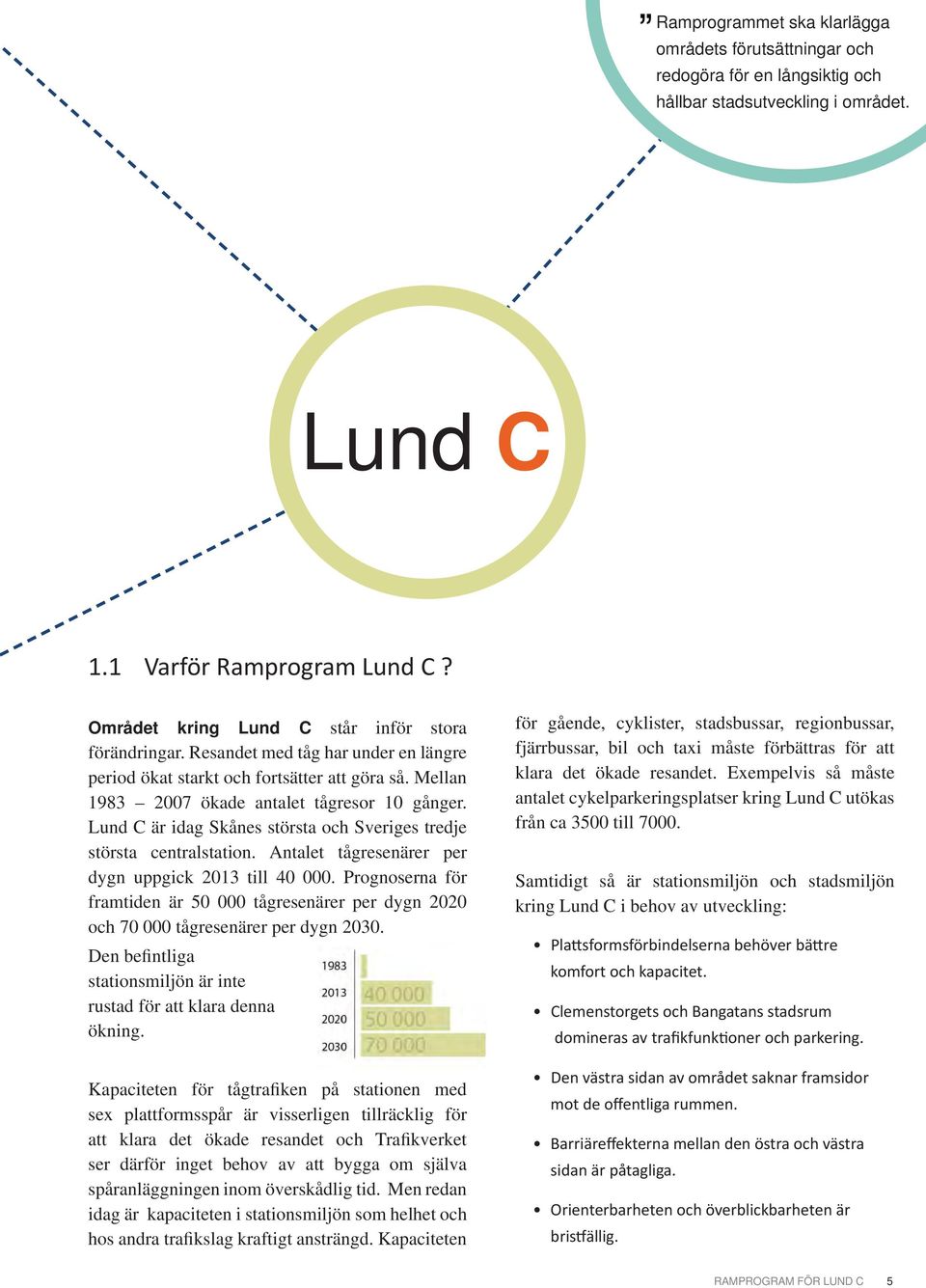 Lund C är idag Skånes största och Sveriges tredje största centralstation. Antalet tågresenärer per dygn uppgick 2013 till 40 000.
