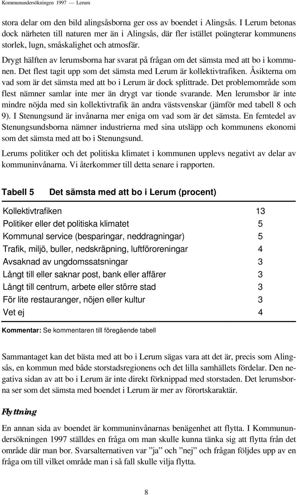 Drygt hälften av lerumsborna har svarat på frågan om det sämsta med att bo i kommunen. Det flest tagit upp som det sämsta med Lerum är kollektivtrafiken.