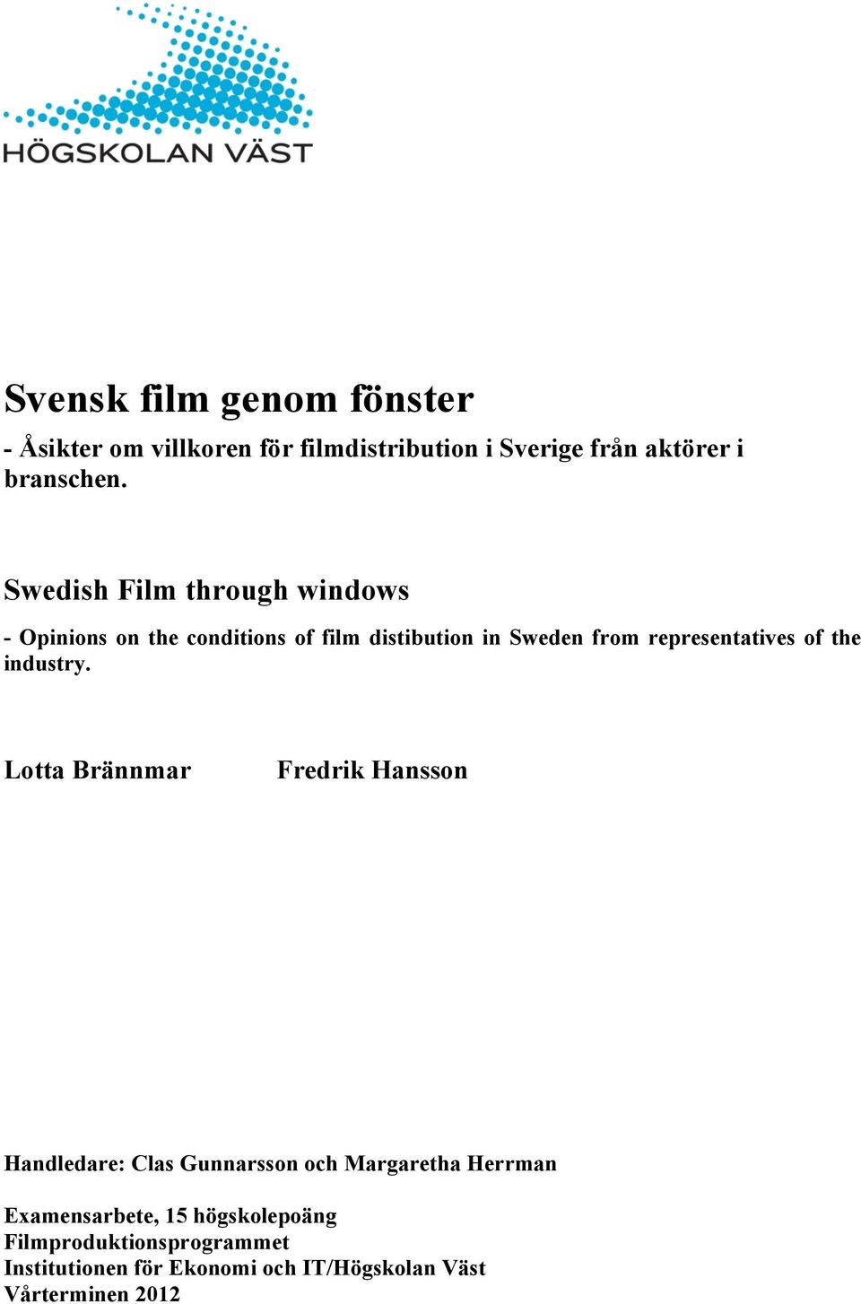 Svensk film genom fönster - PDF Gratis nedladdning