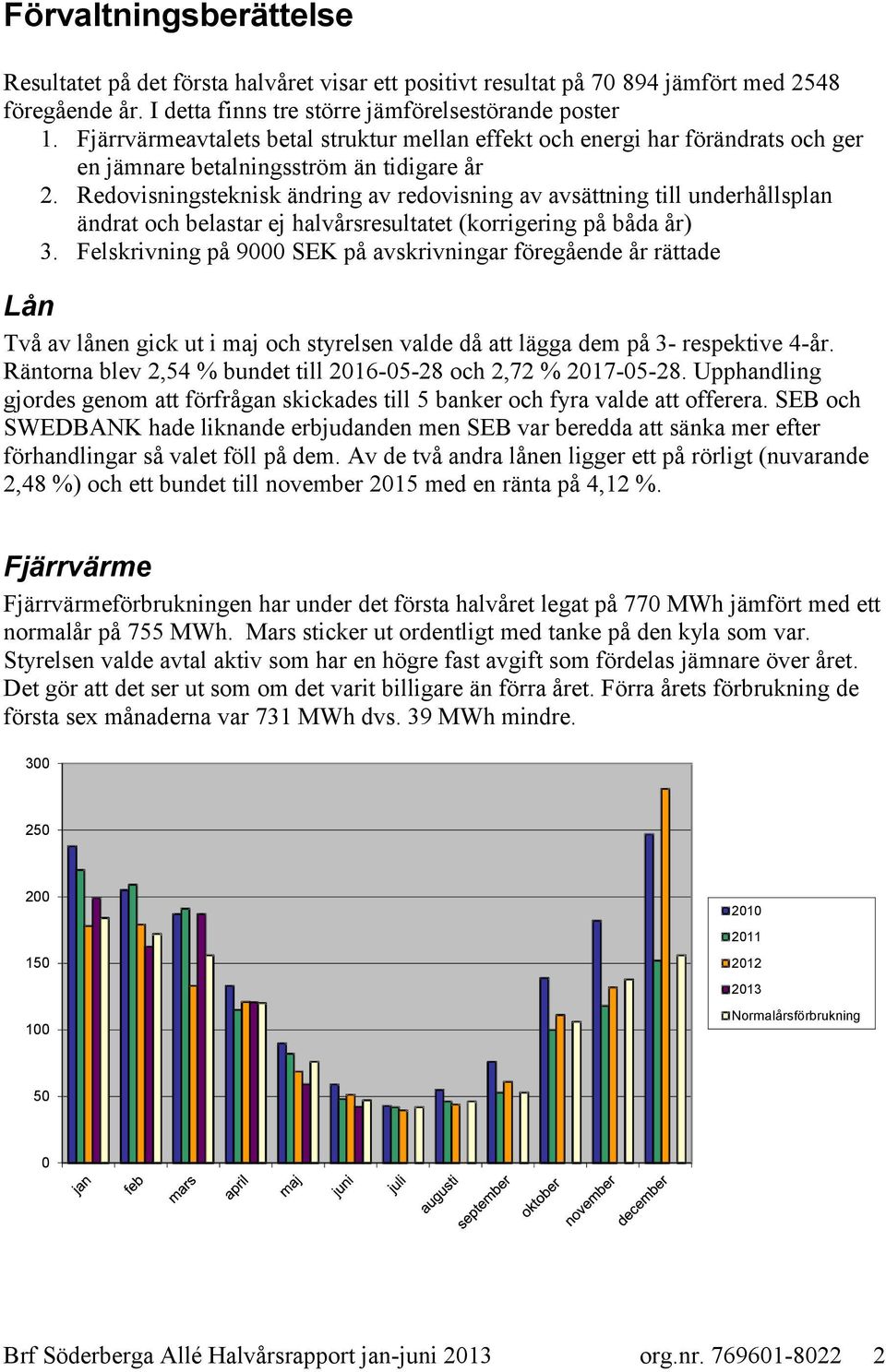 Redovisningsteknisk ändring av redovisning av avsättning till underhållsplan ändrat och belastar ej halvårsresultatet (korrigering på båda år) 3.