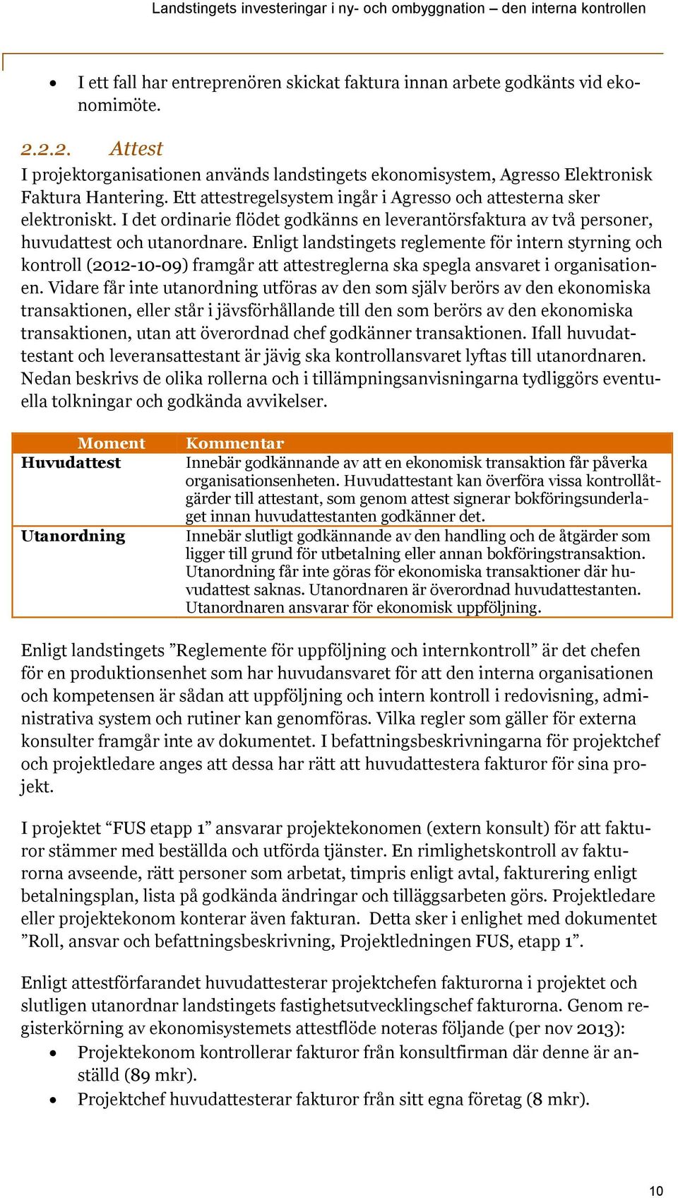Enligt landstingets reglemente för intern styrning och kontroll (2012-10-09) framgår att attestreglerna ska spegla ansvaret i organisationen.