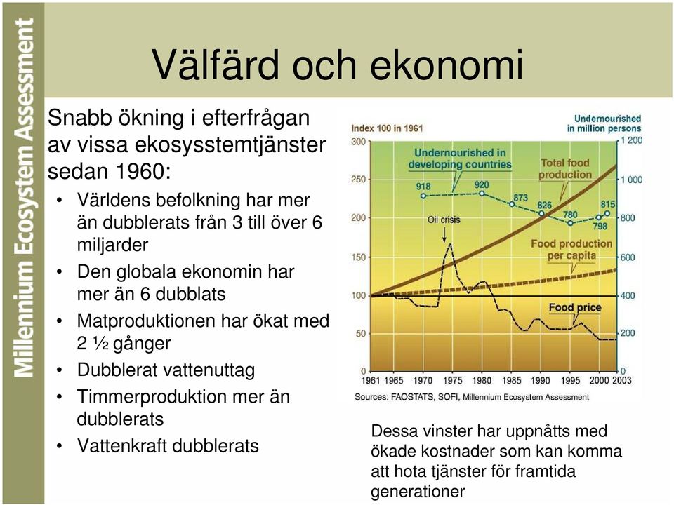 Matproduktionen har ökat med 2 ½ gånger Dubblerat vattenuttag Timmerproduktion mer än dubblerats