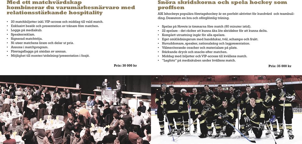 Företagsflagga på utsidan av arenan. Möjlighet till monter/utdelning/presentation i foajé.