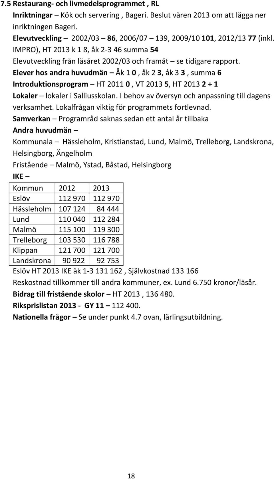 Elever hos andra huvudmän Åk 1 0, åk 2 3, åk 3 3, summa 6 Introduktionsprogram HT 2011 0, VT 2013 5, HT 2013 2 + 1 Lokaler lokaler i Salliusskolan.