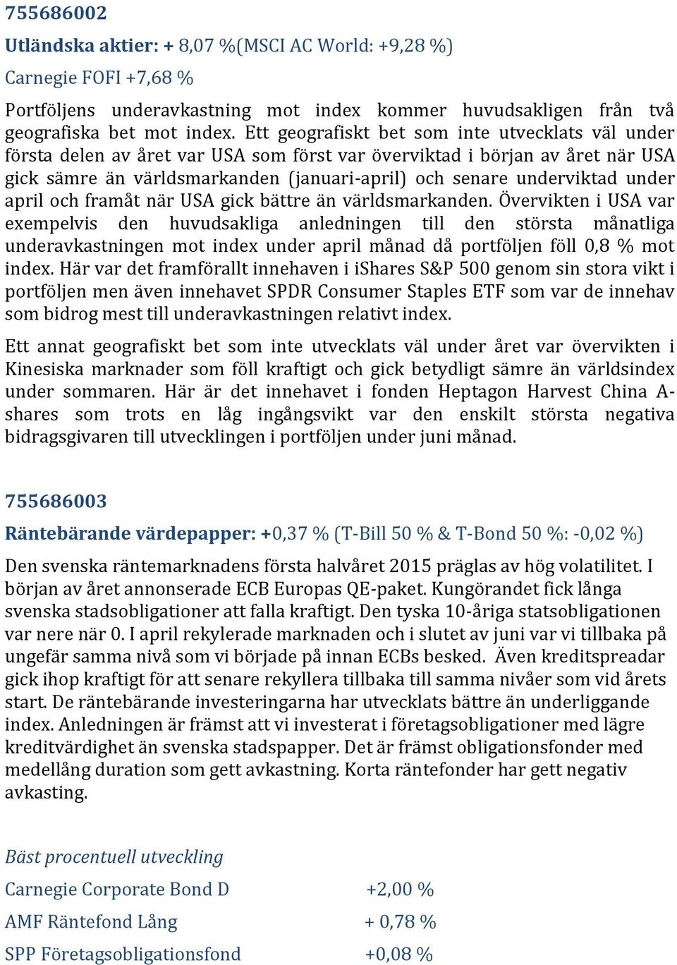 under april och framåt när USA gick bättre än världsmarkanden.