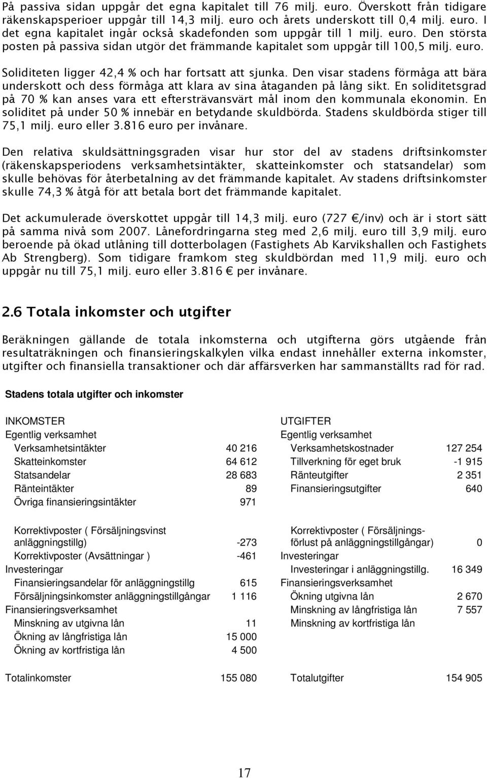 Den visar stadens förmåga att bära underskott och dess förmåga att klara av sina åtaganden på lång sikt. En soliditetsgrad på 70 % kan anses vara ett eftersträvansvärt mål inom den kommunala ekonomin.