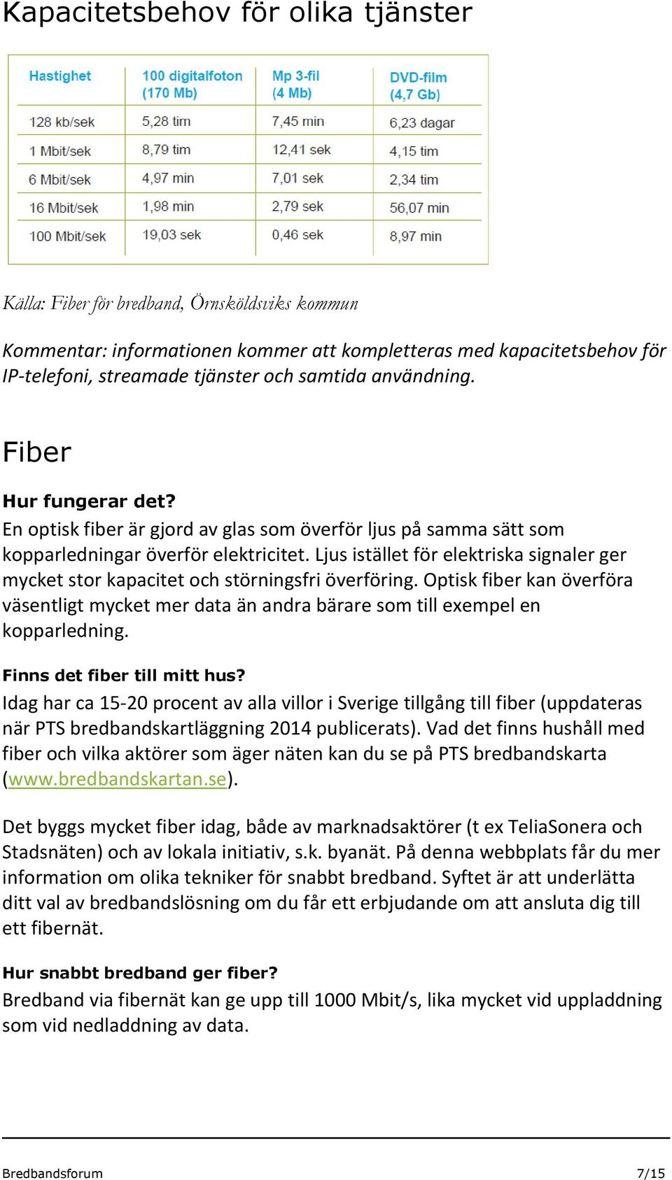 Ljus istället för elektriska signaler ger mycket stor kapacitet och störningsfri överföring. Optisk fiber kan överföra väsentligt mycket mer data än andra bärare som till exempel en kopparledning.