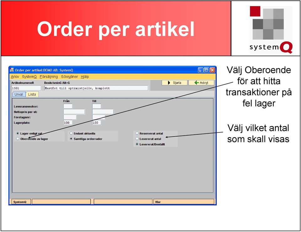 transaktioner på fel lager