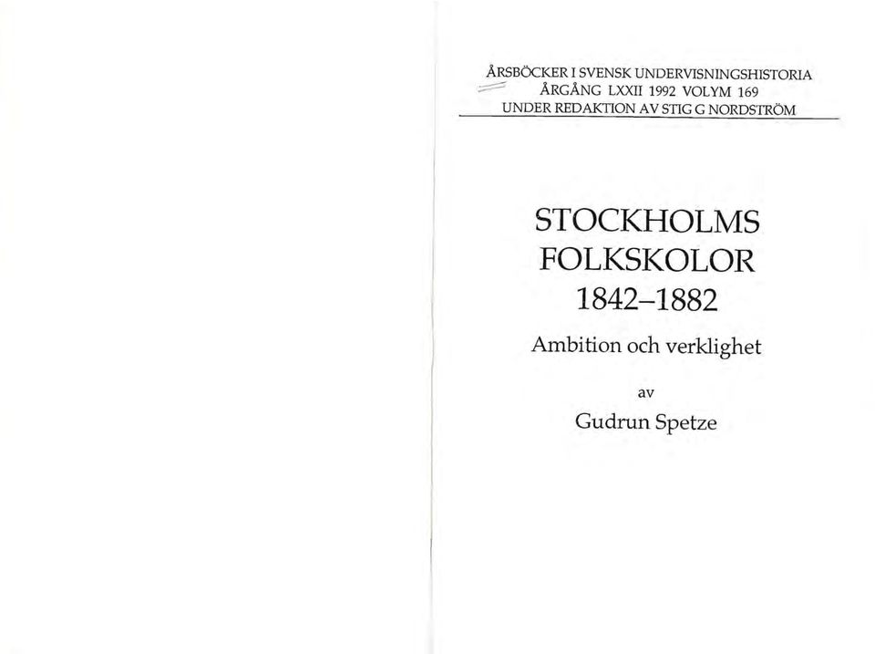 REDAKTION A V STIG G NORDSTRÖM STOCKHOLMS