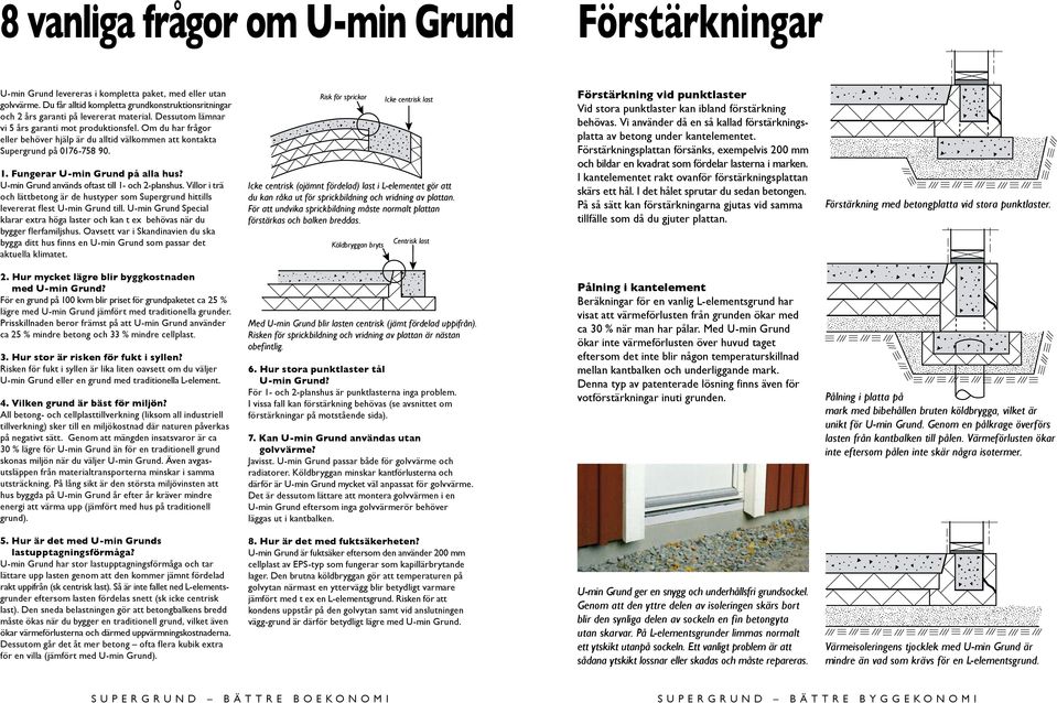 Om du har frågor eller behöver hjälp är du alltid välkommen att kontakta Supergrund på 0176-758 90. 1. Fungerar U-min Grund på alla hus? U-min Grund används oftast till 1- och 2-planshus.