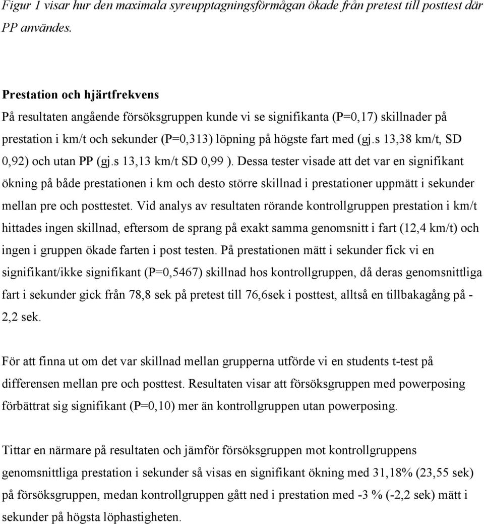 s 13,38 km/t, SD 0,92) och utan PP (gj.s 13,13 km/t SD 0,99 ).