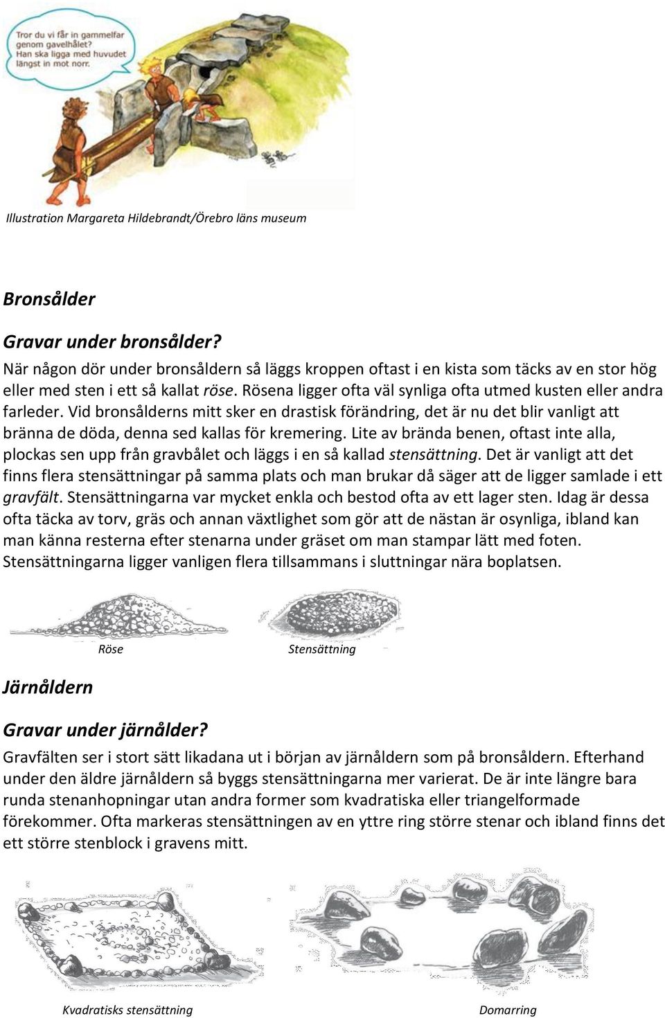 Vid bronsålderns mitt sker en drastisk förändring, det är nu det blir vanligt att bränna de döda, denna sed kallas för kremering.