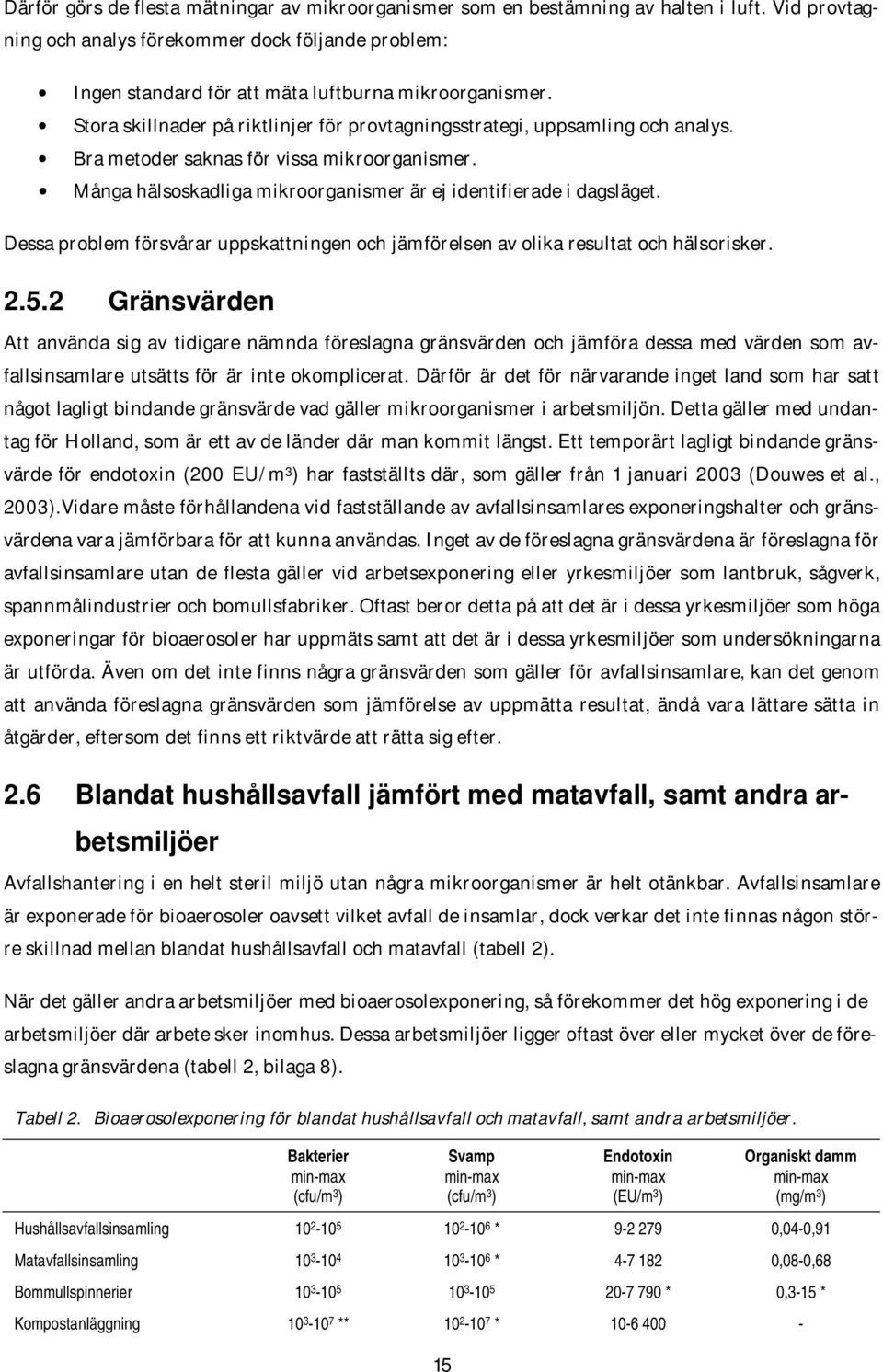 Bra metoder saknas för vissa mikroorganismer. Många hälsoskadliga mikroorganismer är ej identifierade i dagsläget.