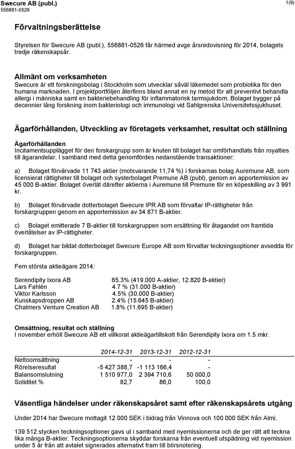 I projektportföljen återfinns bland annat en ny metod för att preventivt behandla allergi i människa samt en bakteriebehandling för inflammatorisk tarmsjukdom.