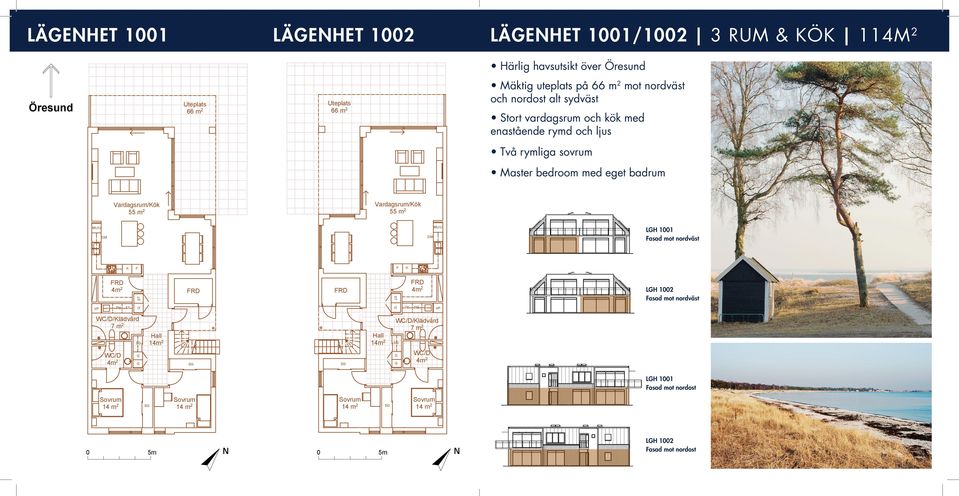 ljus Två rymliga sovrum Master bedroom med eget badrum Vardagsrum/ök 55 m2 Vardagsrum/ök 55 m2 /lädvård S LH