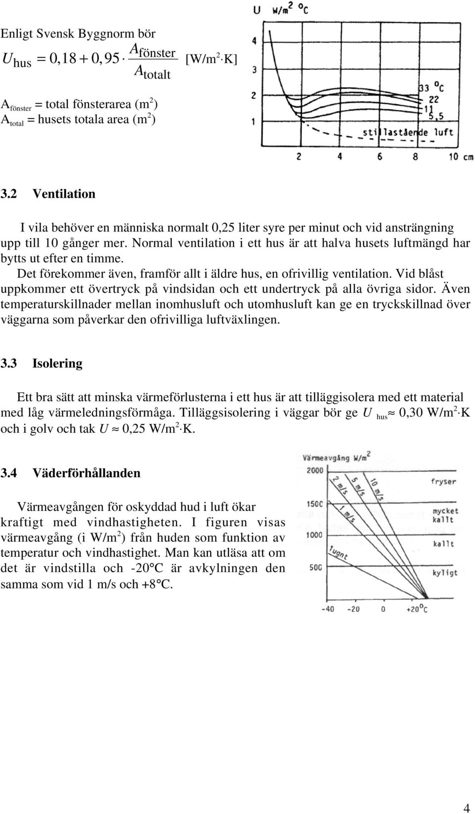 Normal ventilation i ett hus är att halva husets luftmängd har bytts ut efter en timme. Det förekommer även, framför allt i äldre hus, en ofrivillig ventilation.