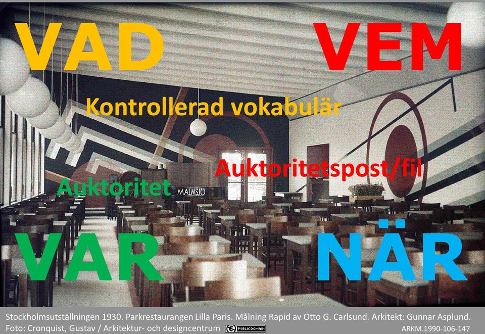 Målning Rapid av Otto G. Carlsund. Arkitekt: Gunnar Asplund.