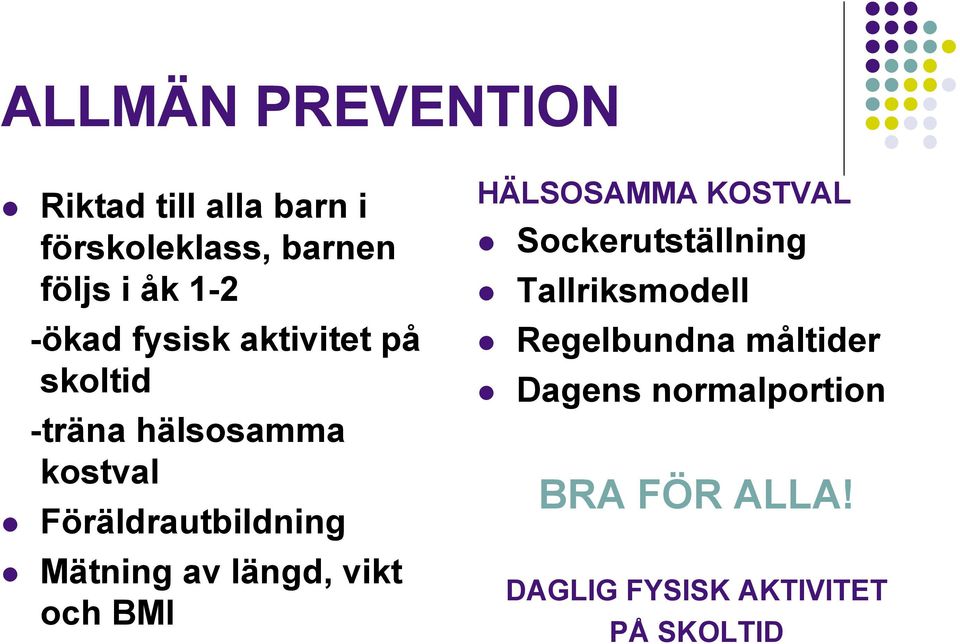 Mätning av längd, vikt och BMI HÄLSOSAMMA KOSTVAL Sockerutställning Tallriksmodell