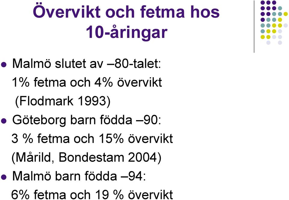 Göteborg barn födda 90: 3 % fetma och 15% övervikt