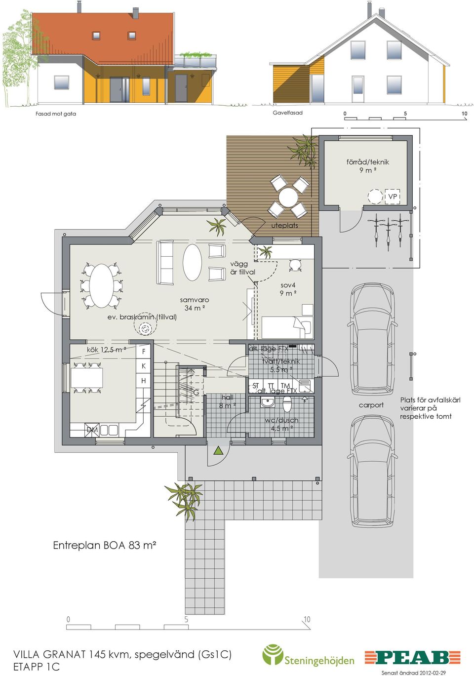 läge FTX tvätt/teknik 5,5 m ² DM hall 8 m ² alt.