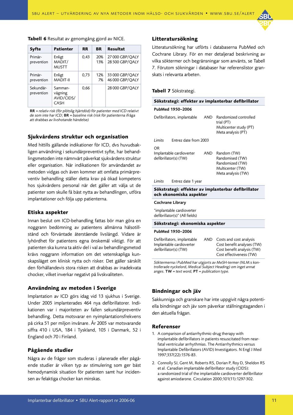 GBP/QALY 33 000 GBP/QALY 46 000 GBP/QALY 0,66 28 000 GBP/QALY RR = relativ risk (för plötslig hjärtdöd) för patienter med ICD relativt de som inte har ICD; BR = baseline risk (risk för patienterna
