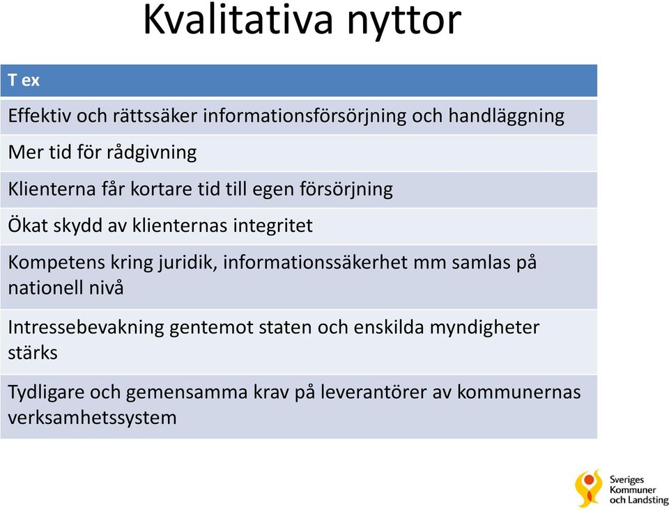 Kompetens kring juridik, informationssäkerhet mm samlas på nationell nivå Intressebevakning gentemot