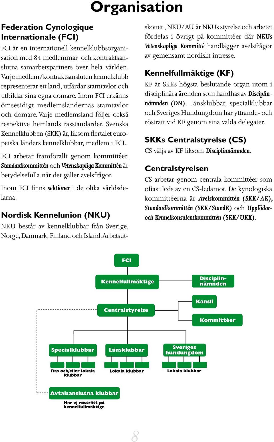 Varje medlemsland följer också respektive hemlands rasstandarder. Svenska Kennelklubben (SKK) är, liksom flertalet europeiska länders kennelklubbar, medlem i FCI.