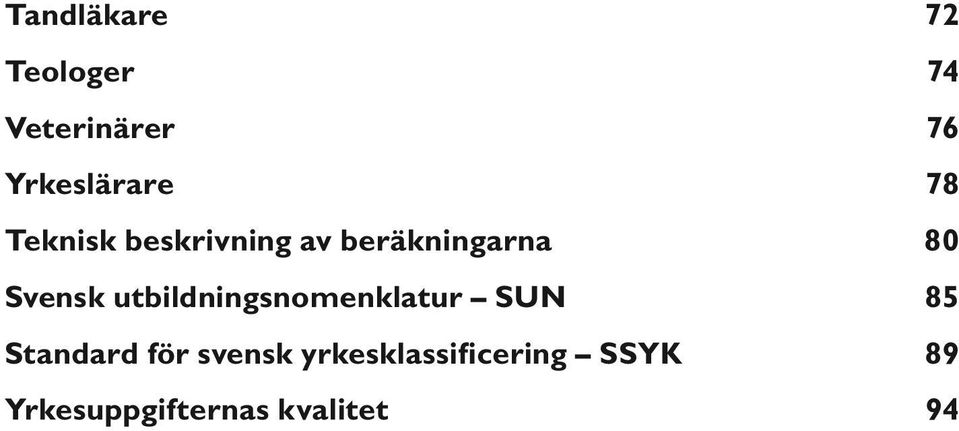 utbildningsnomenklatur SUN 85 Standard för svensk