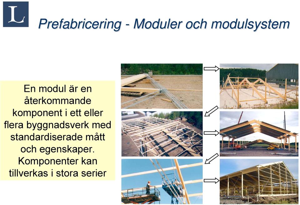 flera byggnadsverk med standardiserade mått och