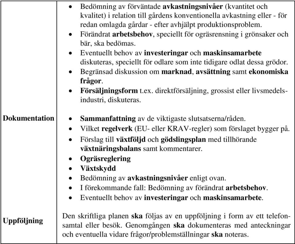 Eventuellt behov av investeringar och maskinsamarbete diskuteras, speciellt för odlare som inte tidigare odlat dessa grödor. Begränsad diskussion om marknad, avsättning samt ekonomiska frågor.