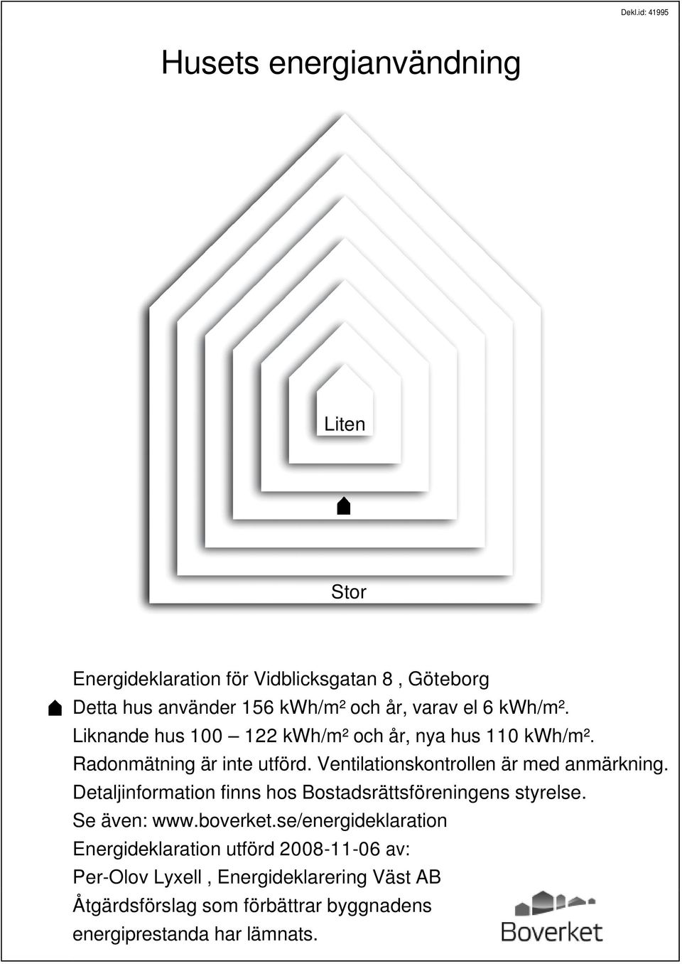 Ventilationskontrollen är med anmärkning. Detaljinformation finns hos Bostadsrättsföreningens styrelse. Se även: www.boverket.