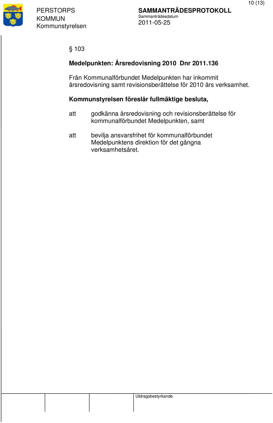 2010 års verksamhet.