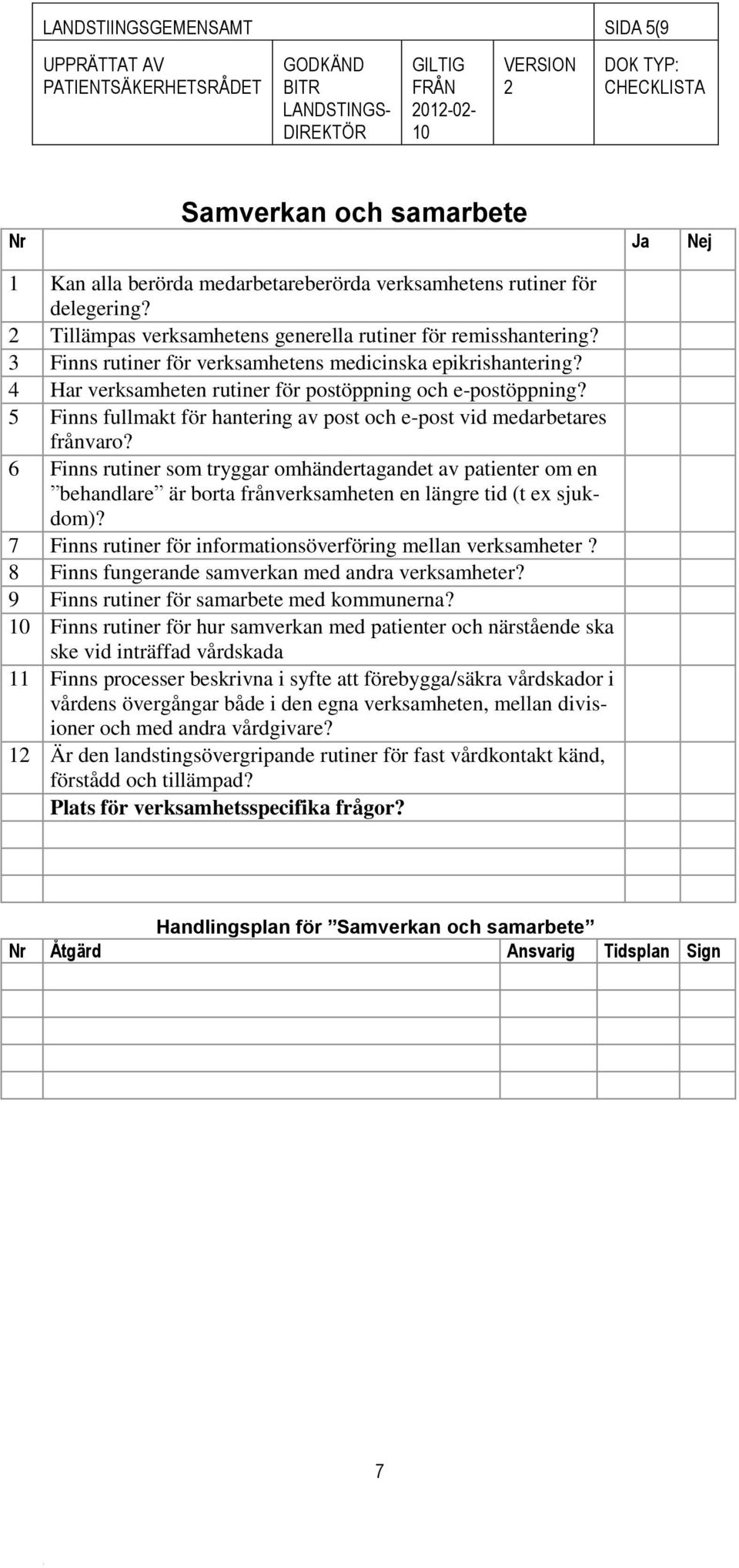 5 Finns fullmakt för hantering av post och e-post vid medarbetares frånvaro?