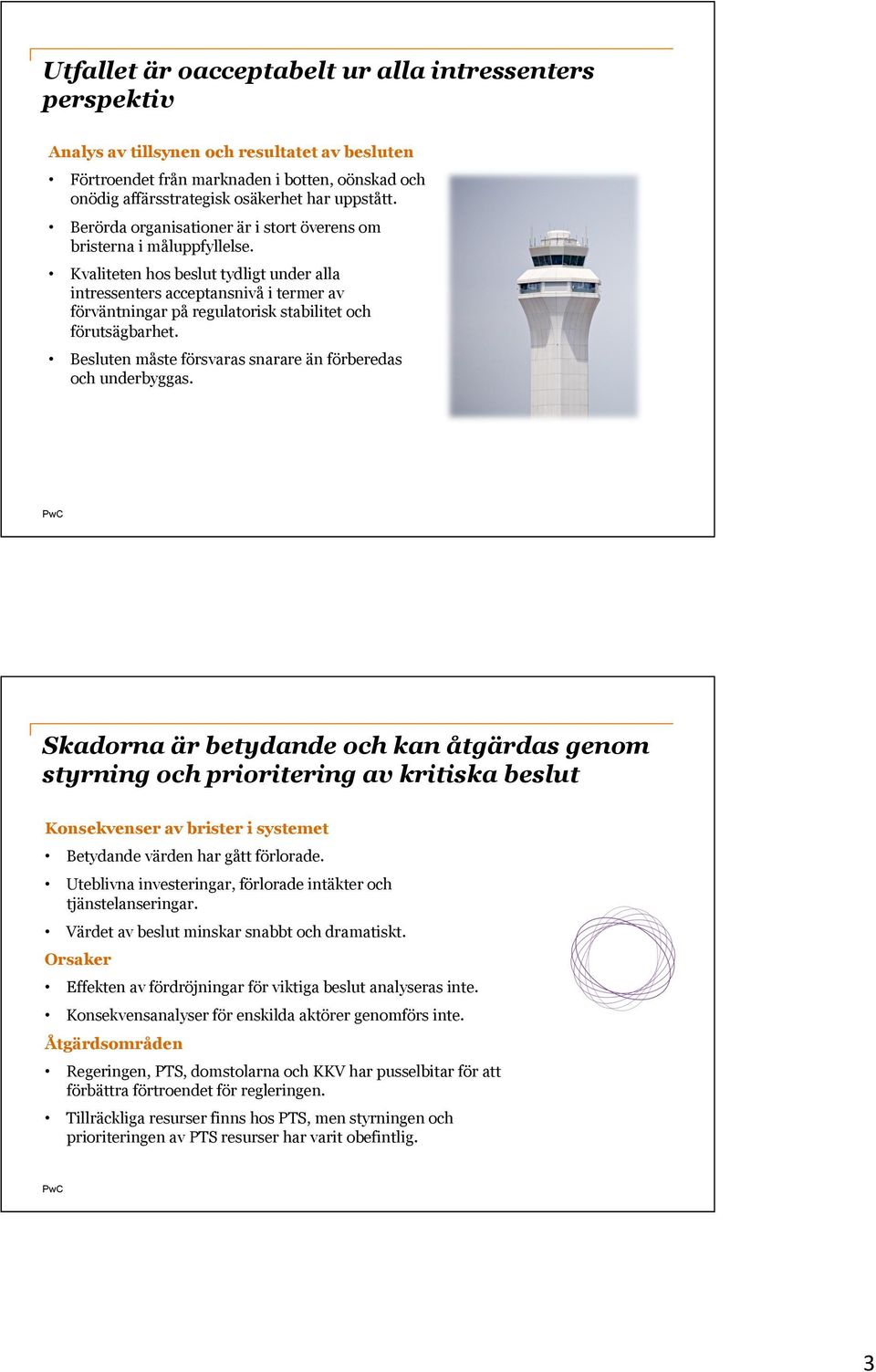 Kvaliteten hos beslut tydligt under alla intressenters acceptansnivå i termer av förväntningar på regulatorisk stabilitet och förutsägbarhet.