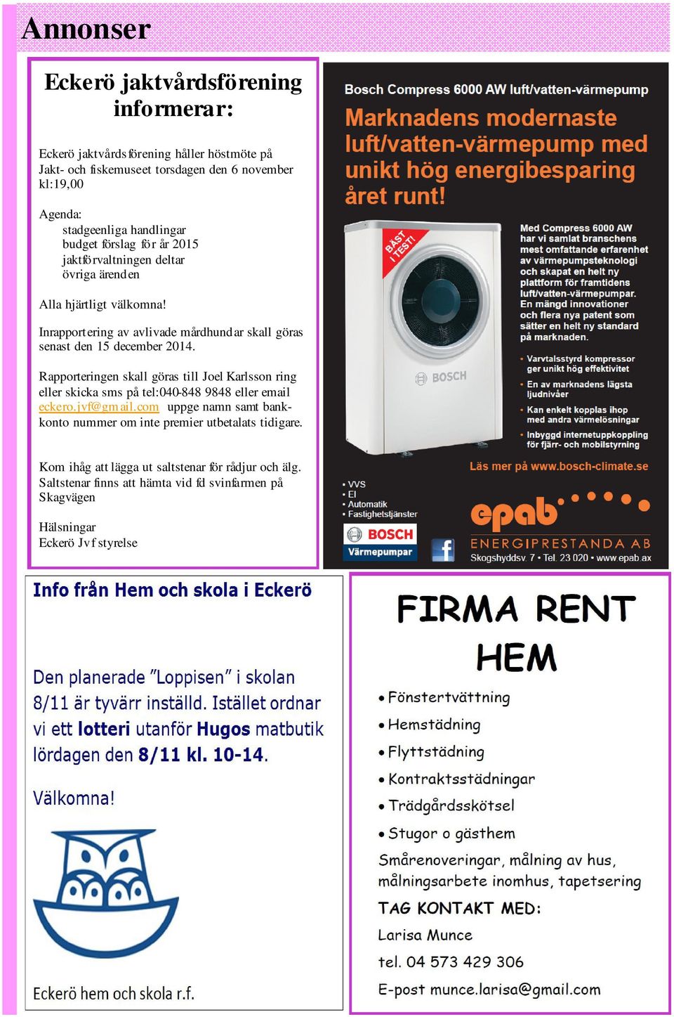 Inrapportering av avlivade mårdhundar skall göras senast den 15 december 2014.