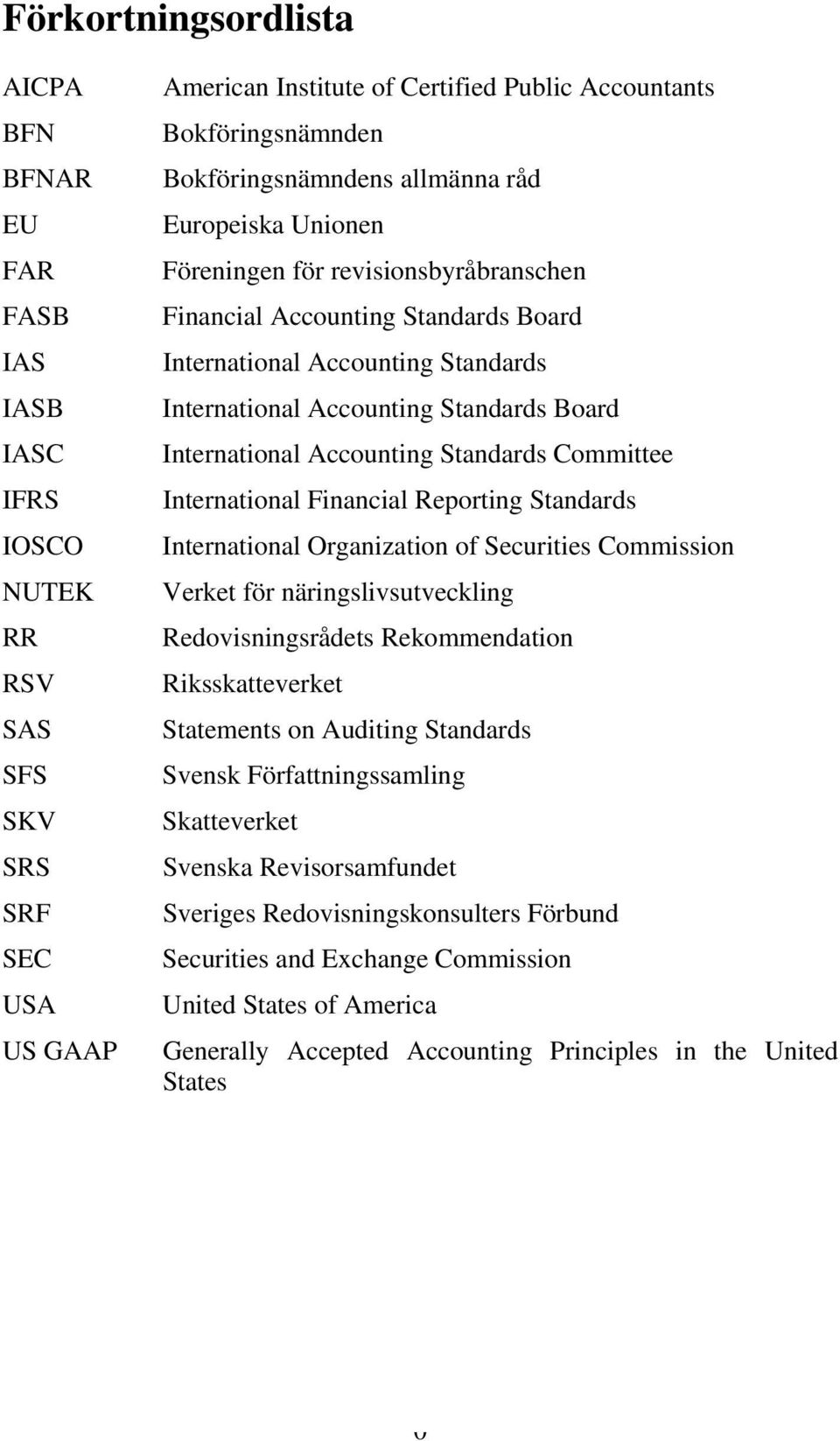 Board International Accounting Standards Committee International Financial Reporting Standards International Organization of Securities Commission Verket för näringslivsutveckling Redovisningsrådets