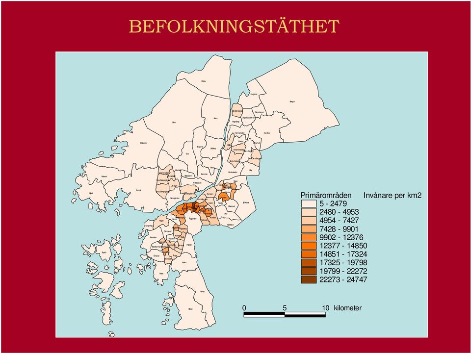 Redbergslid Bagaregården Olskroken Kålltorp SödraBiskopsgården Härlanda Brämaregården Stampen Sannegården Lunden InomVallgraven Heden Överås Haga Vasastaden Masthugget Kärralund Stigberget Olivedal