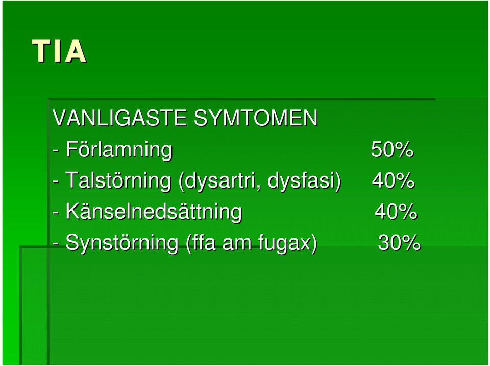 (dysartri, dysfasi) 40% -